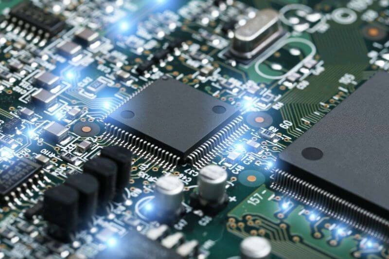 product desc 17 closeup electronic circuit board with cpu microchip electronic components background